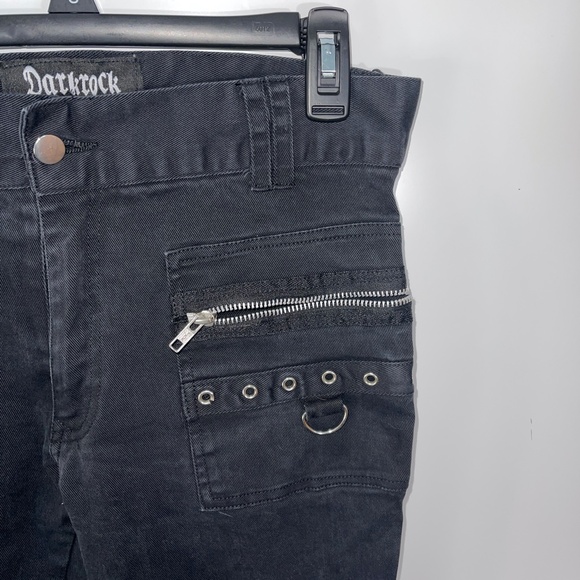 Darkrock Women’s Black‎ Gothic Punk Emo Pants Straps Baggy Pants Size 32 - Picture 3 of 8